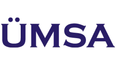 Logo with the text 'ÜMSA' in dark purple, capital letters.