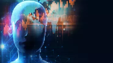 Digital human head with data graphs