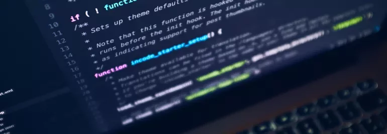 Close-up of code on a laptop screen.